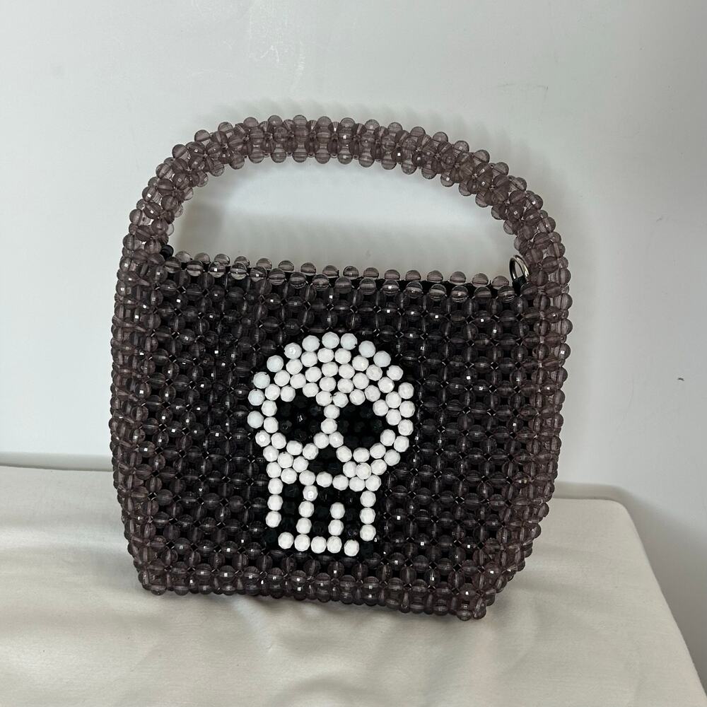 Buffants & Broken Hearts Beaded Skull Bag Y2K Grunge Top Handle Purse